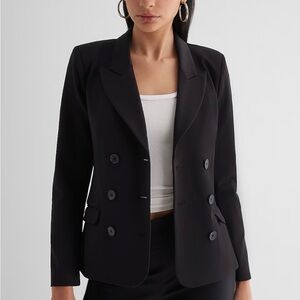 NWT EXPRESS Women’s Columnist Double Breasted Black Blazer Size S